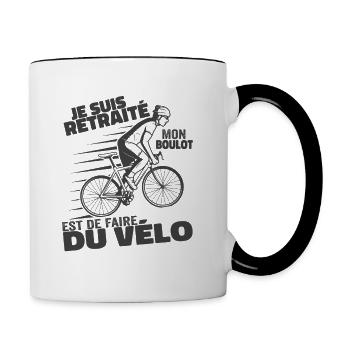 Je Suis Retraité Mon Boulot Est De Faire Du Vélo - Mug contrasté - blanc/noir - Droite