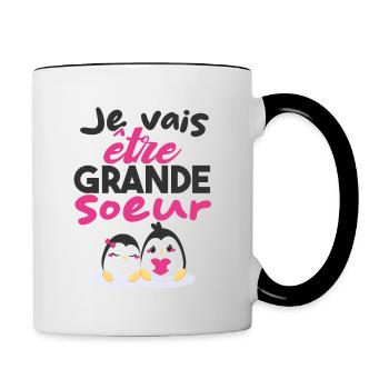 Future Grande Sœur | Annonce Grande Soeur Cadeau - Mug contrasté - blanc/noir - Droite