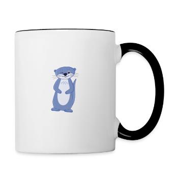 Je M'en Fous Je Suis Une Loutre - Mug contrasté - blanc/noir - Droite
