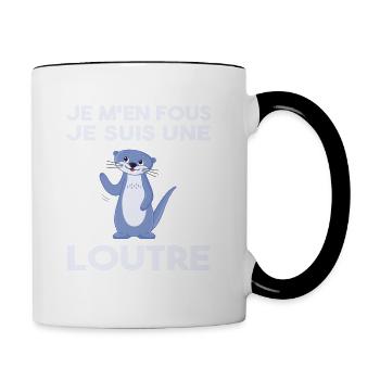 Je M'en Fous Je Suis Une Loutre - Mug contrasté - blanc/noir - Droite
