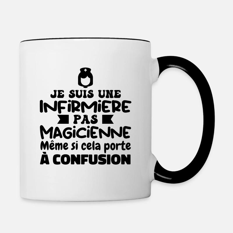Infirmière pas Magicienne | Infirmière Humour - Mug contrasté - blanc/noir