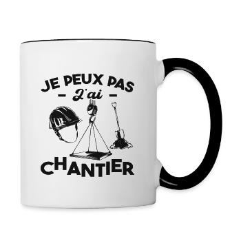 Je Peux Pas J'ai Chantier - Mug contrasté - blanc/noir - Droite
