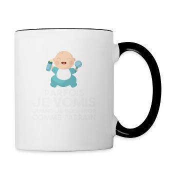 Parfois, Je Vomis Comme Parrain Quand Je Bois Trop - Mug contrasté - blanc/noir - Droite