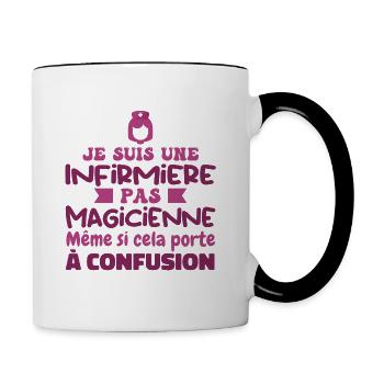 Infirmière pas Magicienne | Infirmière Humour - Mug contrasté - blanc/noir - Droite