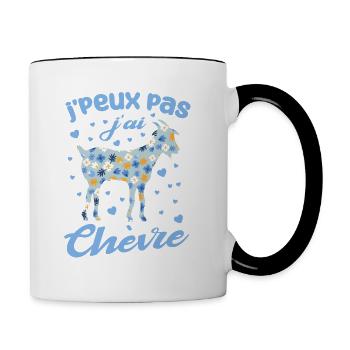 j'peux pas j'ai chèvre - Mug contrasté - blanc/noir - Droite