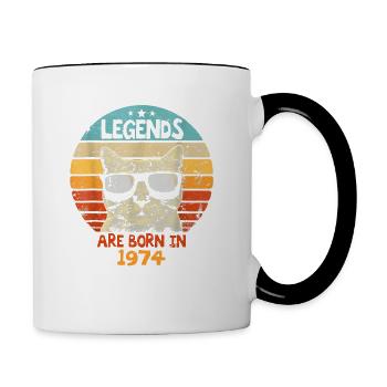 Les légendes sont nées en 1974 Anniversaire Cadeau - Mug contrasté - blanc/noir - Droite