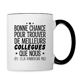 Collègues Cadeau Départ Retraite Humour Collègue - Mug contrasté - blanc/noir - Droite
