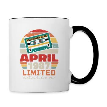 April 1987 Vintage Anniversary Retro Gift, 1987 - Contrasting Mug - white/black - Right