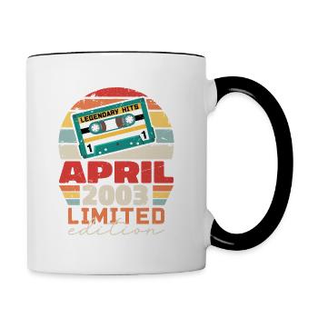 April 2003 Vintage Jubiläum Retro Geschenk, 2003 - Tasse zweifarbig - Weiß/Schwarz - Rechts