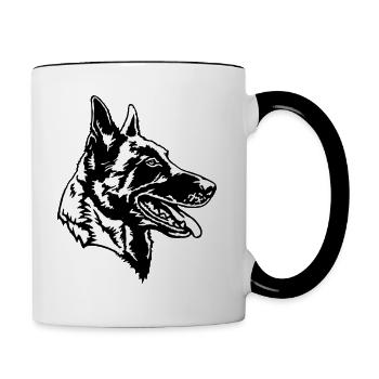 Malinois head male can be personalized - Contrasting Mug - white/black - Right