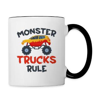 Monster Trucks - Monster Trucks Rule - Tasse zweifarbig - Weiß/Schwarz - Rechts