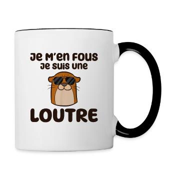 Je M'en Fous Je Suis Une Loutre Cadeau - Mug contrasté - blanc/noir - Droite