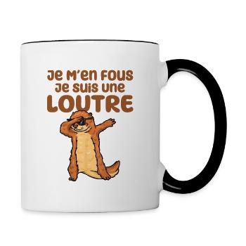 Je M'en Fous - Dabbing Loutre - Dab Dance - Mug contrasté - blanc/noir - Droite