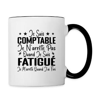 Humour Comptable Cadeau Comptable Motivation - Mug contrasté - blanc/noir - Droite