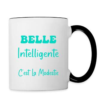 Belle Intelligente et Modeste - Mug contrasté - blanc/noir - Droite