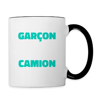 Enfant Camion - Mug contrasté - blanc/noir - Droite
