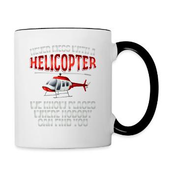Helikopter-Flugzeug-Piloten-Fluggeschenk - Tasse zweifarbig - Weiß/Schwarz - Rechts