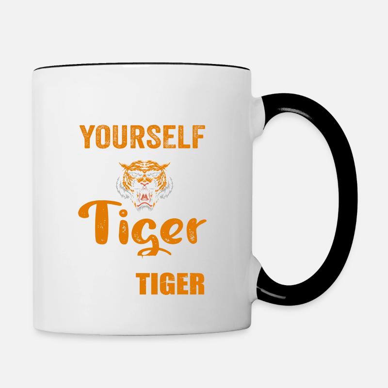 Tiger Lover, Be Yourself Tiger, Funny Tiger - Contrasting Mug - white/black