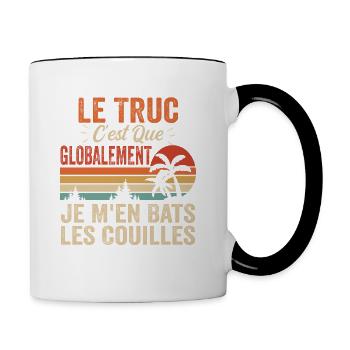 Le Truc C'est Que Je M'en Bats Les Couilles - Mug contrasté - blanc/noir - Droite