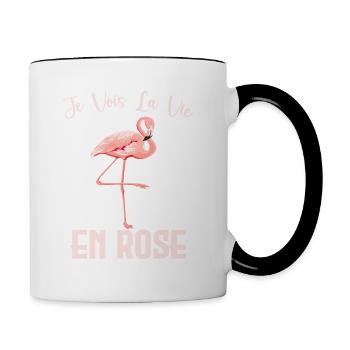 Flamand Rose - Vie En Rose - Mug contrasté - blanc/noir - Droite