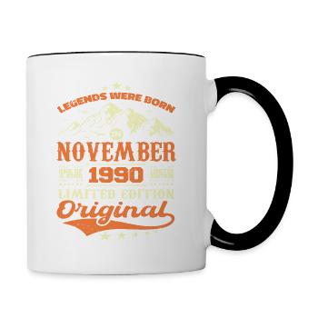 Legendär seit November 1990 - limitierte Auflage - Tasse zweifarbig - Weiß/Schwarz - Rechts
