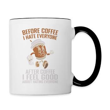 Before Coffee I Hate Everyone After Coffee - Mug contrasté - blanc/noir - Droite