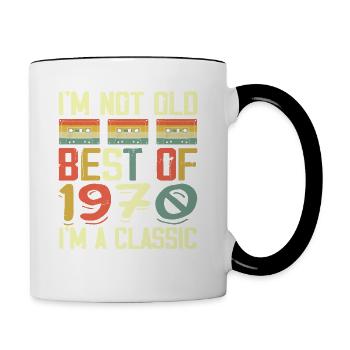 1970 I'm Not Old I'm Classic Vintage 1970 Geburtstag - Tasse zweifarbig - Weiß/Schwarz - Rechts