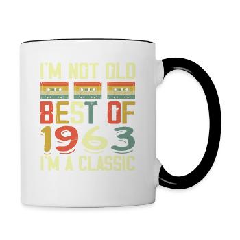1963 I'm Not Old I'm Classic Vintage 1963 Geburtstag - Tasse zweifarbig - Weiß/Schwarz - Rechts