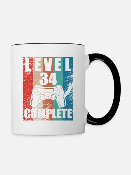 Level 34 abgeschlossen - Tasse zweifarbig - Weiß/Schwarz