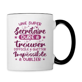 Une super Secrétaire - Cadeau Meilleure Secrétaire - Mug contrasté - blanc/noir - Droite