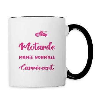 Mamie Motarde Mamou Humour - Mug contrasté - blanc/noir - Droite