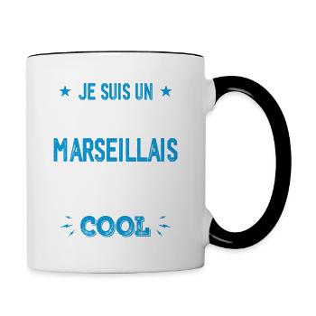 Papa Marseillais Humour - Cadeau Anniversaire Papa - Mug contrasté - blanc/noir - Droite