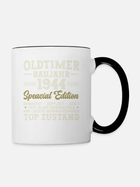 80. Geburtstag Vintage Retro 1944 Geschenk - Tasse zweifarbig - Weiß/Schwarz