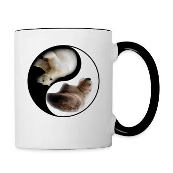 Yin Yang Bär - Tasse zweifarbig - Weiß/Schwarz - Rechts