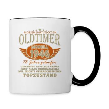 Né en 1946 - Légende depuis 78 ans - Mug contrasté - blanc/noir - Droite