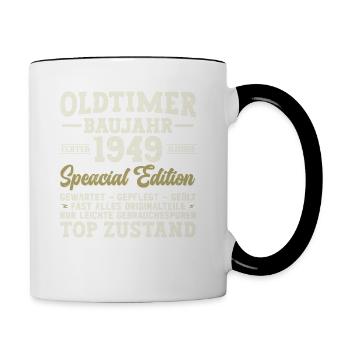 Vintage 1949 Birthday Legendary 75th Birthday - Contrasting Mug - white/black - Right