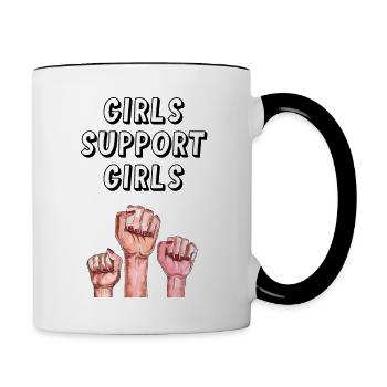 Mädchen unterstützen Mädchen - Tasse zweifarbig - Weiß/Schwarz - Rechts