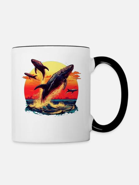 Blauwal - Tasse zweifarbig - Weiß/Schwarz
