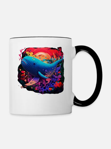 Blauwal - Tasse zweifarbig - Weiß/Schwarz