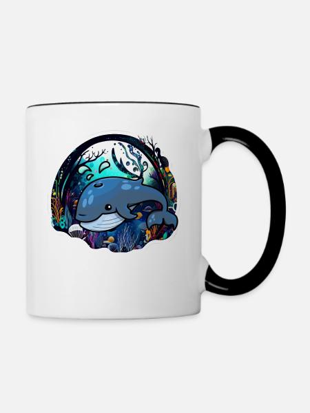 Blauwal - Tasse zweifarbig - Weiß/Schwarz