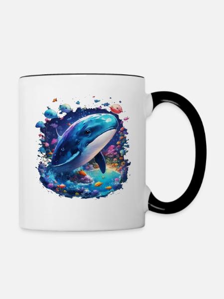 Blauwal - Tasse zweifarbig - Weiß/Schwarz