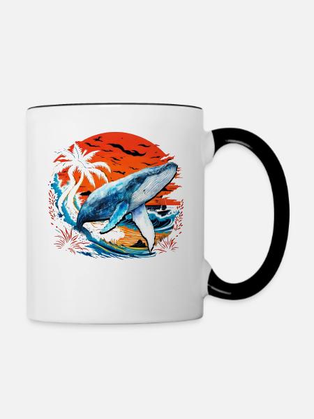 Blauwal - Tasse zweifarbig - Weiß/Schwarz