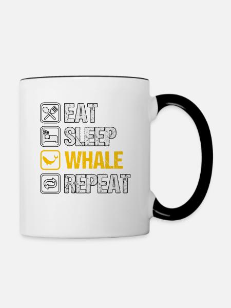 Essen Schlaf Wal Wiederholung - Tasse zweifarbig - Weiß/Schwarz