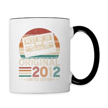 Zeitreise Geburtstag 2012 - Tasse zweifarbig - Weiß/Schwarz - Rechts