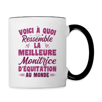 La Meilleure Monitrice D'équitation Au Monde - Mug contrasté - blanc/noir - Droite
