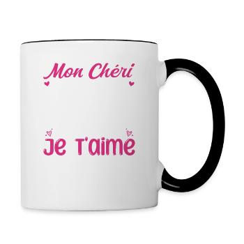 Mon Chéri Je T'aime Tu Es Formidable - Mug contrasté - blanc/noir - Droite