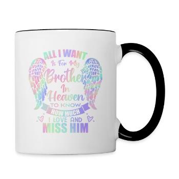 My Brother In Heaven Angel Wings - Contrasting Mug - white/black - Right