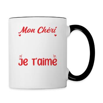 Mon Chéri Je T'aime Tu Es Formidable - Mug contrasté - blanc/noir - Droite