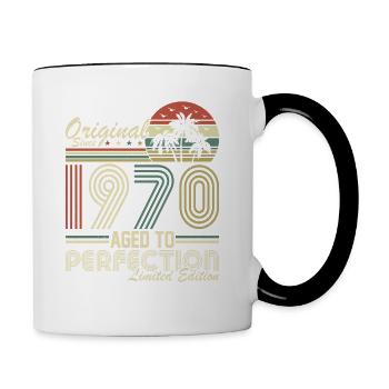 T-shirt Original vintage des années 1970 - Mug contrasté - blanc/noir - Droite