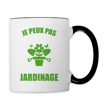 Ich kann nicht, ich habe Gartenarbeit - Tasse zweifarbig - Weiß/Schwarz - Rechts